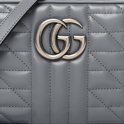 Gucci Calfskin Matelasse Aria Small GG Marmont Chain Shoulder Bag Deep Grey 9 of 12