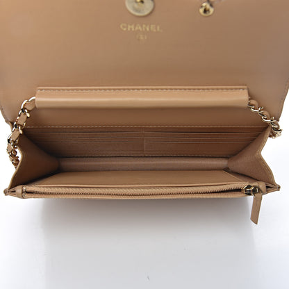 Chanel Lambskin Quilted Chain Infinity Wallet On Chain WOC Light Beige 5 of 11