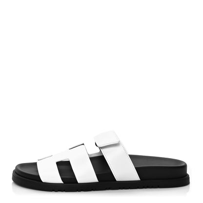 Hermes Calfskin Womens Chypre Sandals 38 White 1 of 8