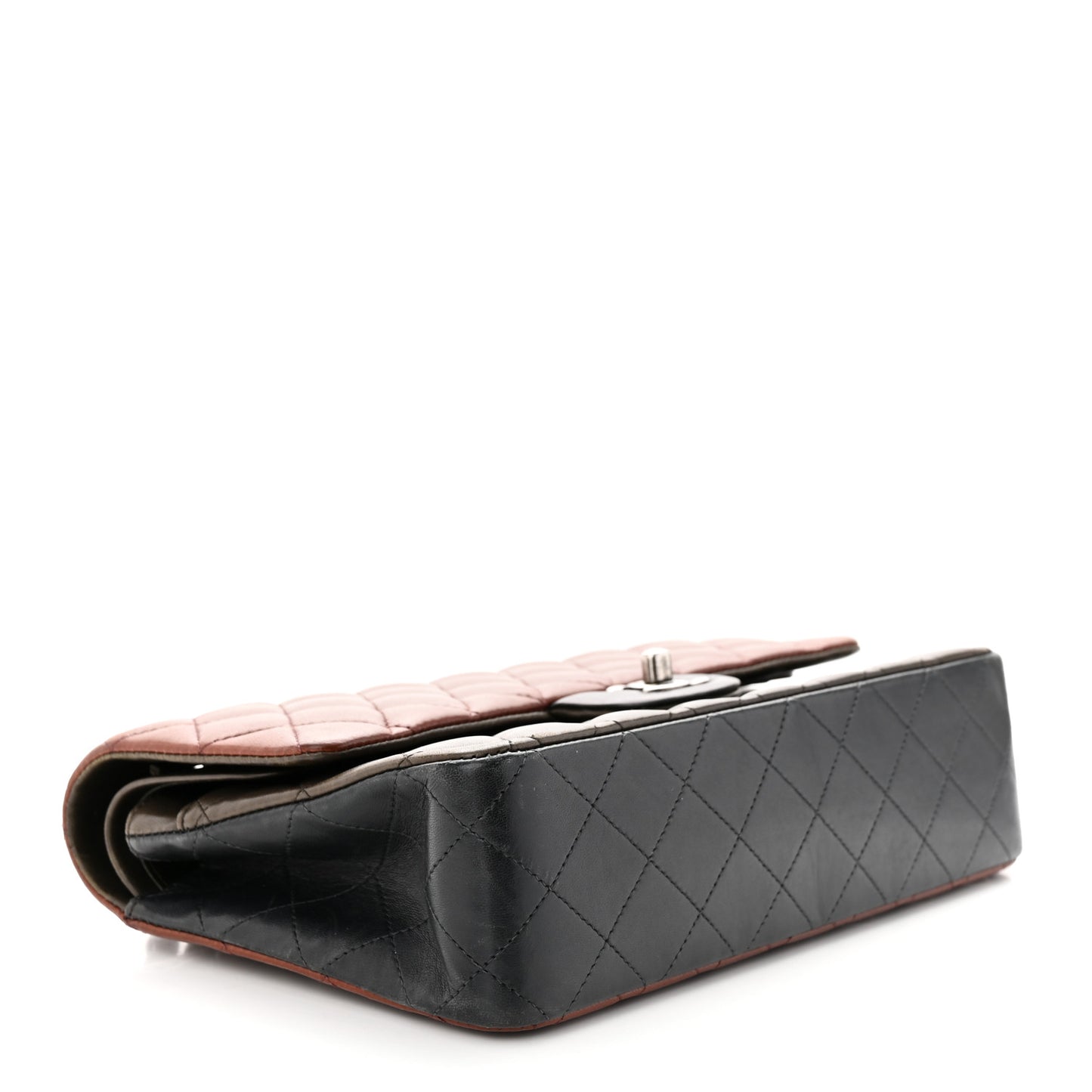Lambskin Quilted Tri-Color Medium Double Flap Burgundy