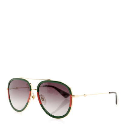 Gucci Web Aviator Sunglasses GG0062S Green Red 1 of 8