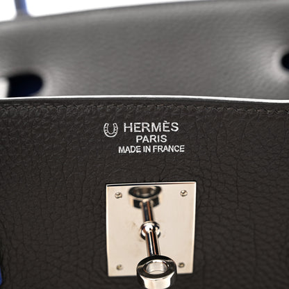Hermes Togo Horseshoe Birkin 40 Etain Bleu Electrique 6 of 10