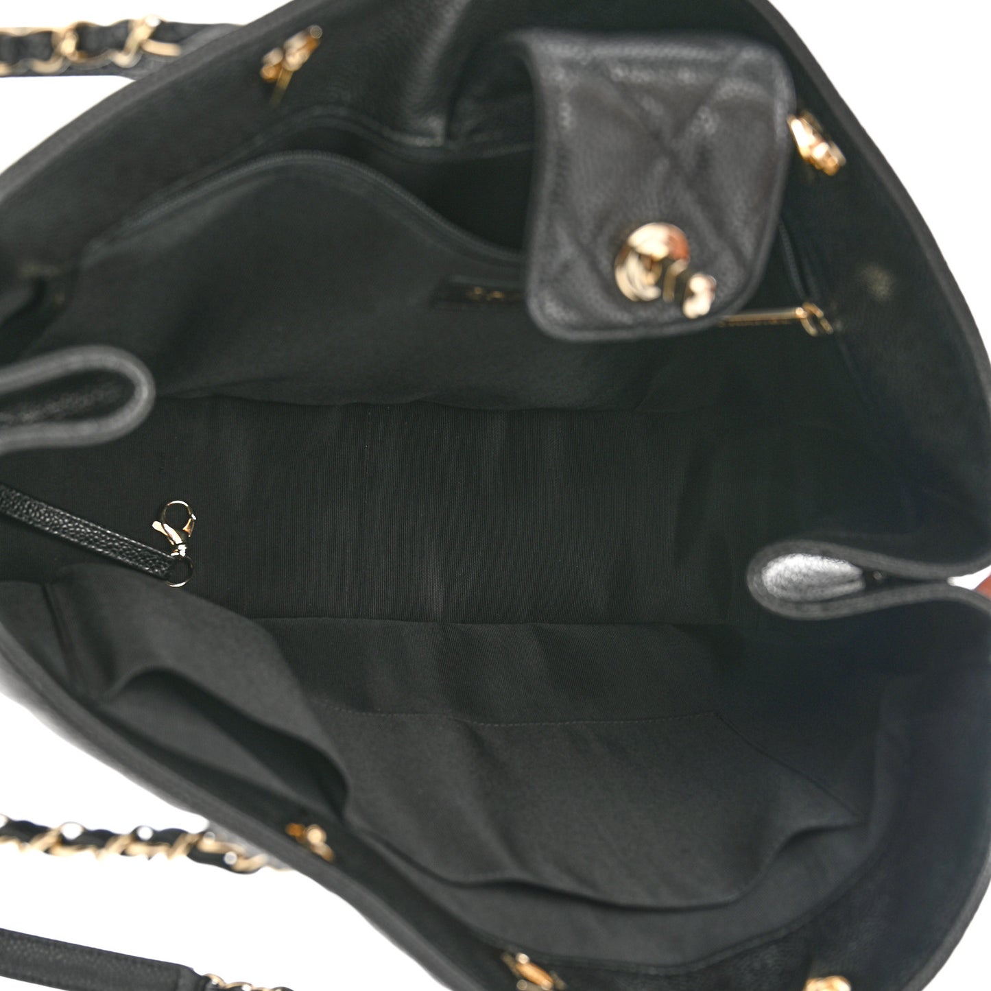 Caviar Quilted Large Shopping Tote Black