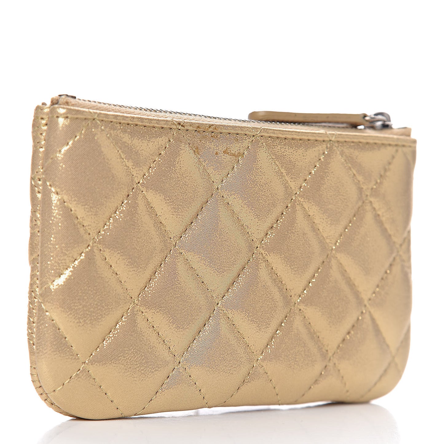 Metallic Lambskin Star Embossed Coin Purse Case Gold