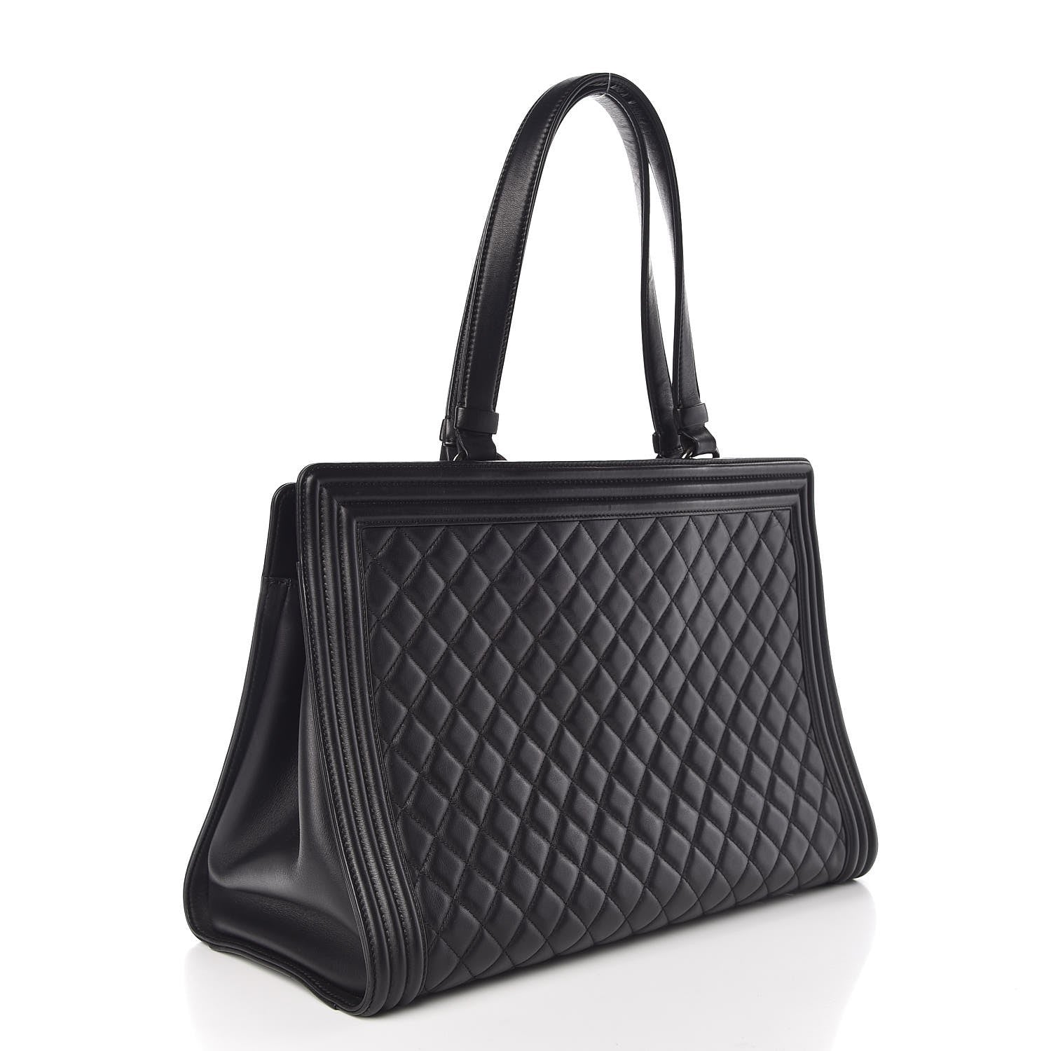 Chanel Calfskin Quilted Boy Shopping Tote Black 3 of 7