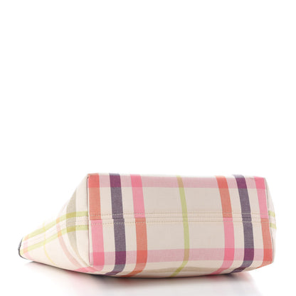 Burberry Check Tote White Brown Pink 4 of 14