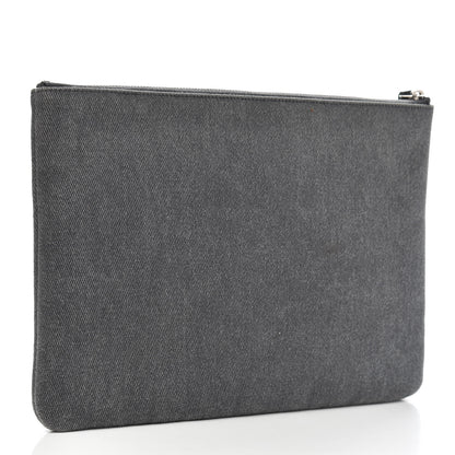 Chanel Canvas Sequins Medium Deauville Cosmetic Pouch Grey 3 of 9