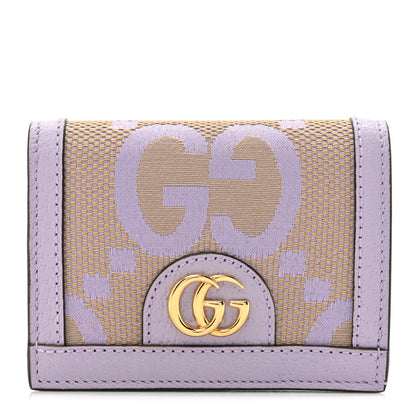 Gucci Monogram Jumbo GG Textured Dollar Calfskin Ophidia Card Case Beige Lapis 1 of 9