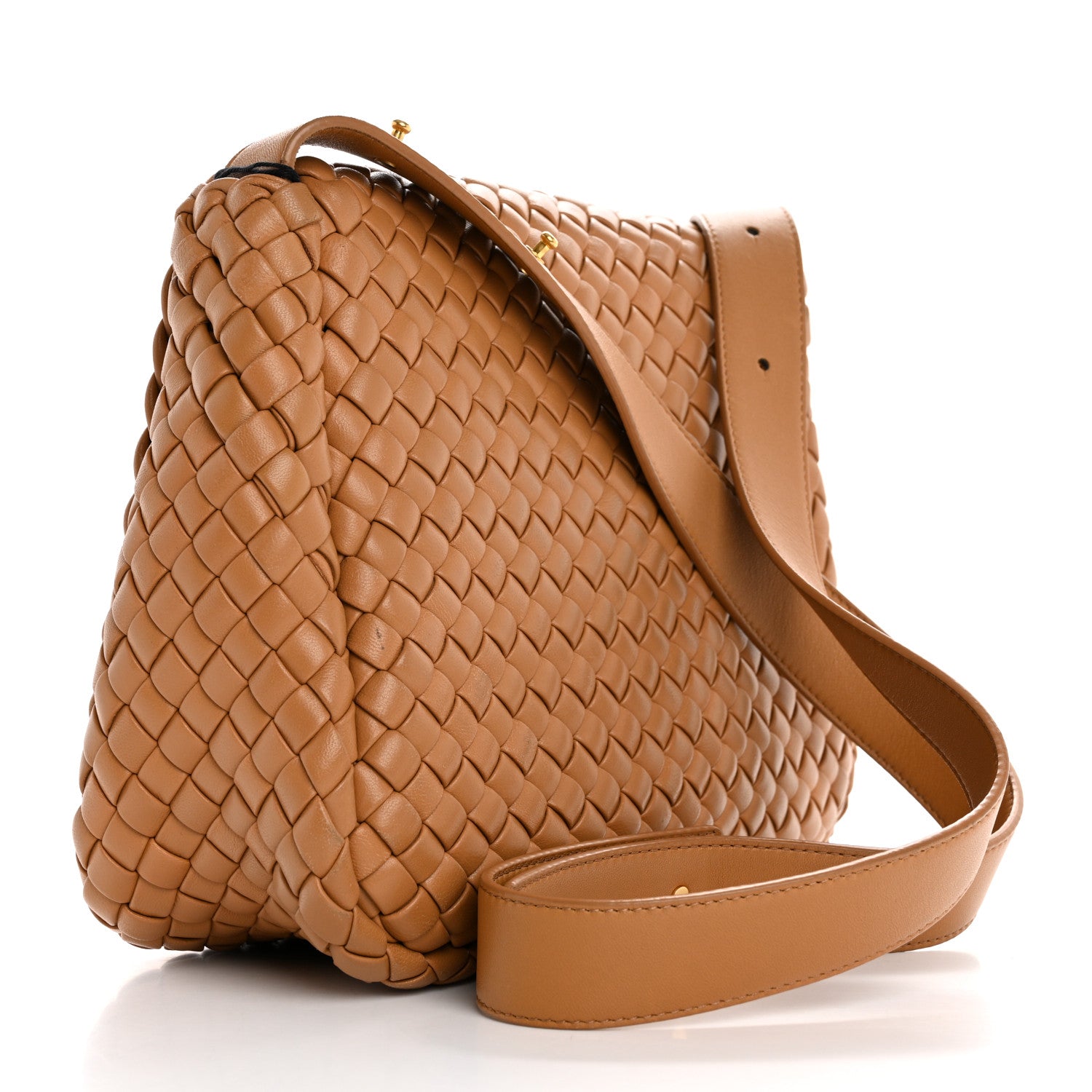 Bottega Veneta Nappa Intreccio Padded Small Cobble Shoulder Bag Caramel 3 of 13