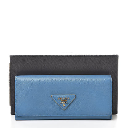 Prada Saffiano Continental Flap Wallet Cobalto 13 of 13