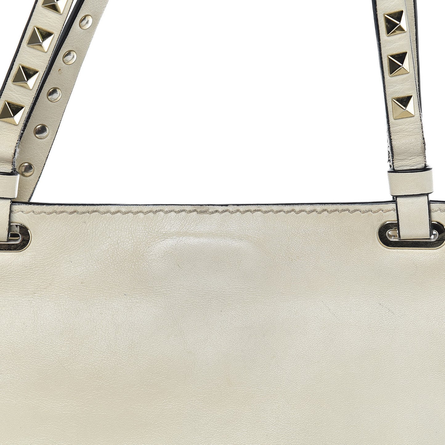 Vitello Small Rockstud Tote Ivory
