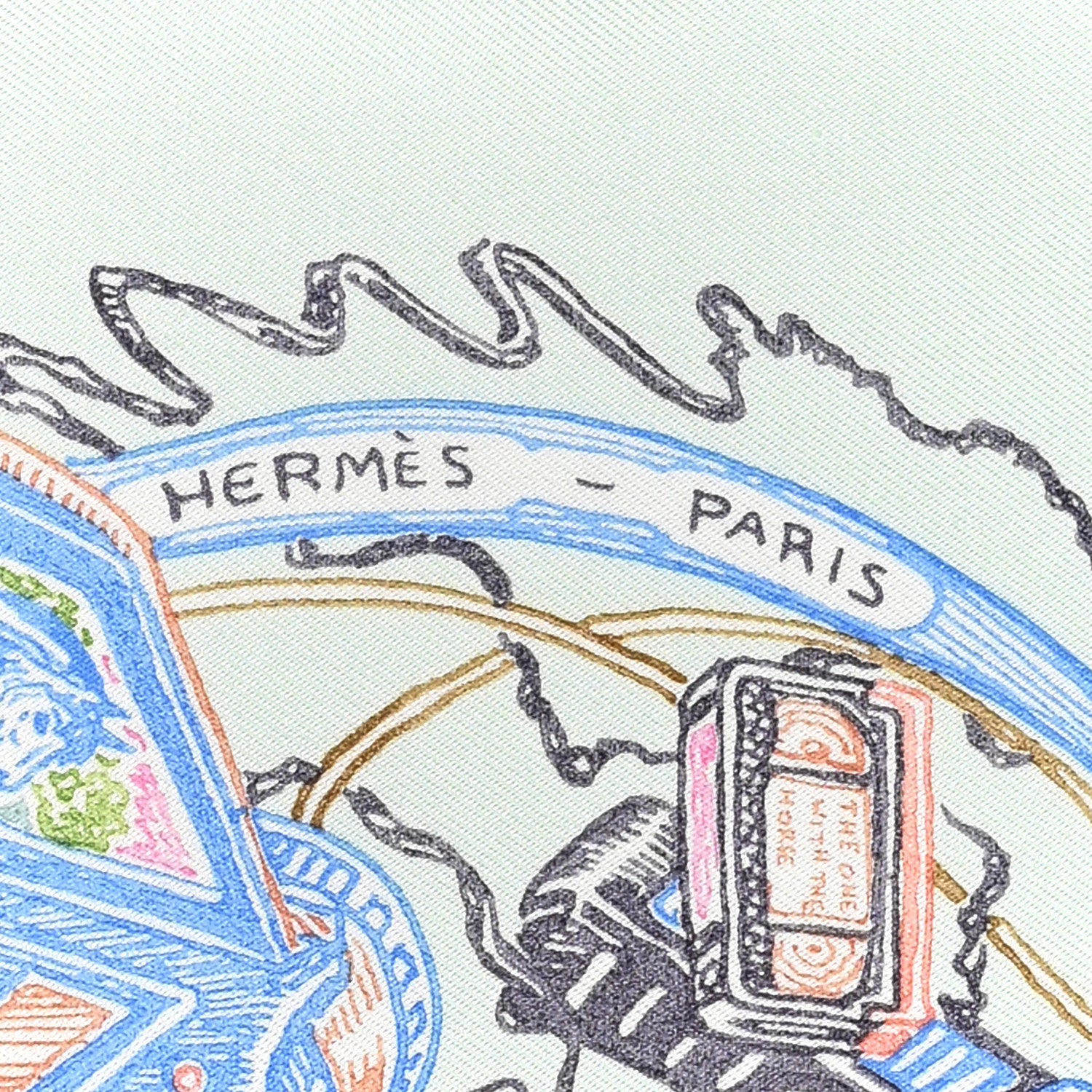 Hermes Silk Chevaloscope Scarf 90 Vert D'eau Corail Bleu 2 of 5