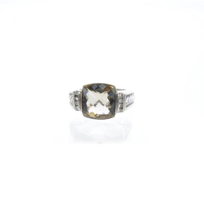David Yurman Sterling Silver Diamond Smoky Quartz Ring 6 4 of 4