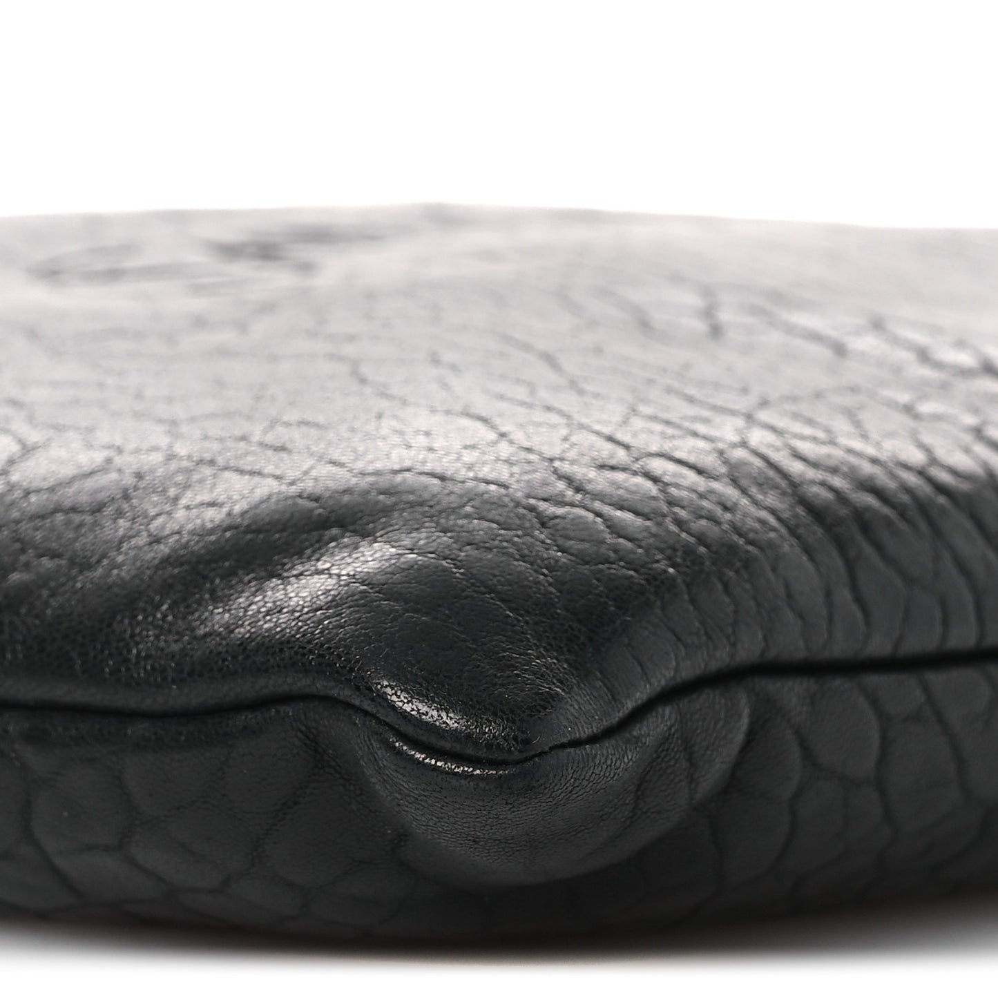 Calfskin Large Puffy Pouch Black