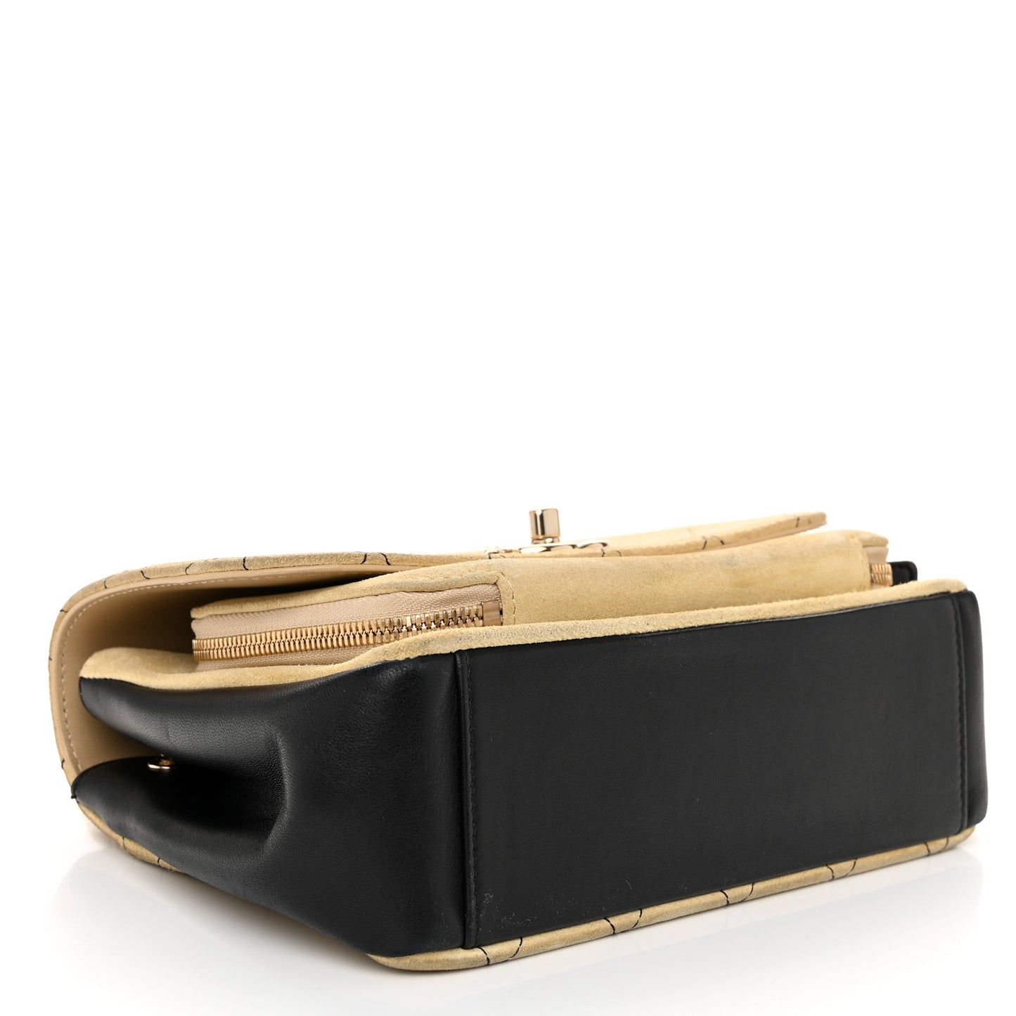 Suede Calfskin Small Business Affinity Flap Beige