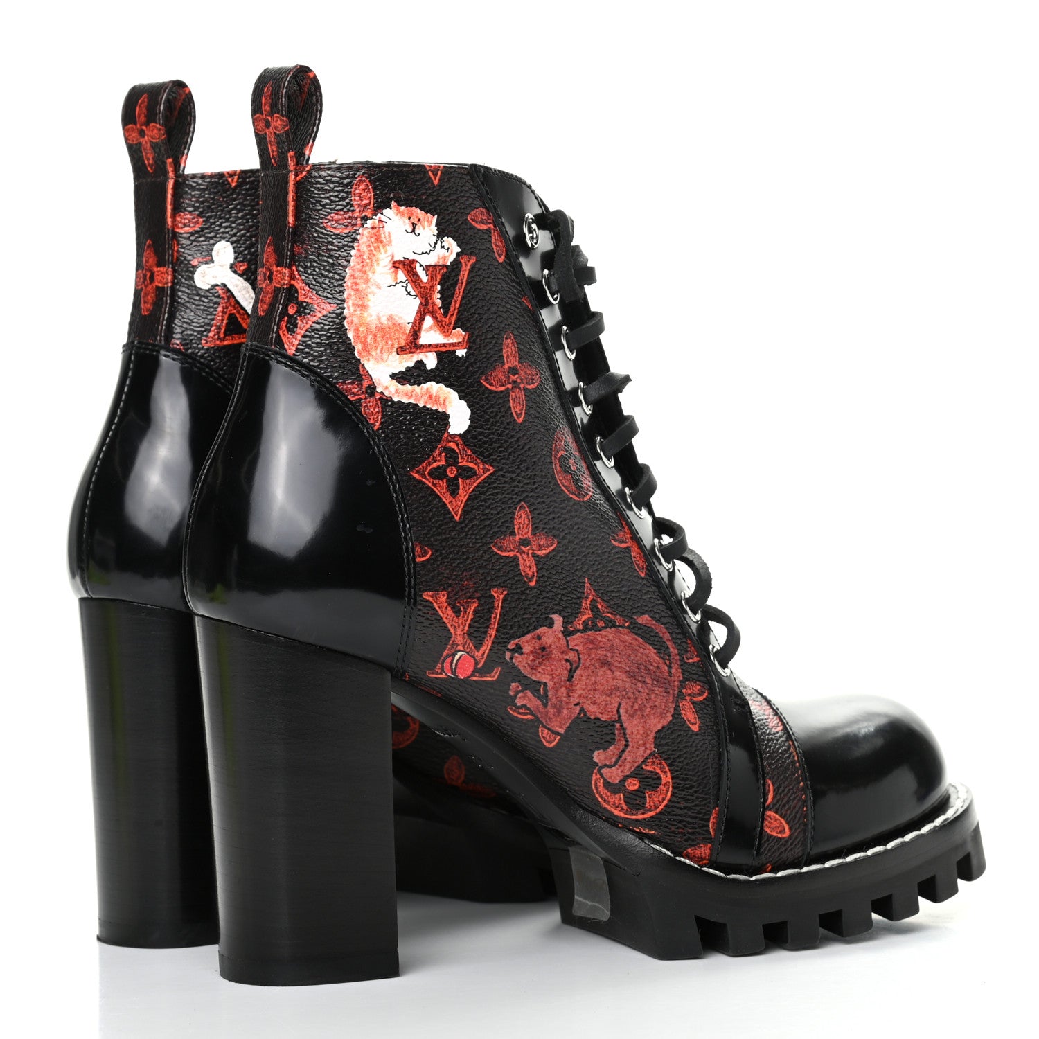 Louis Vuitton Patent Calfskin Catogram Star Trail Ankle Boots 37.5 Black Marron 4 of 8