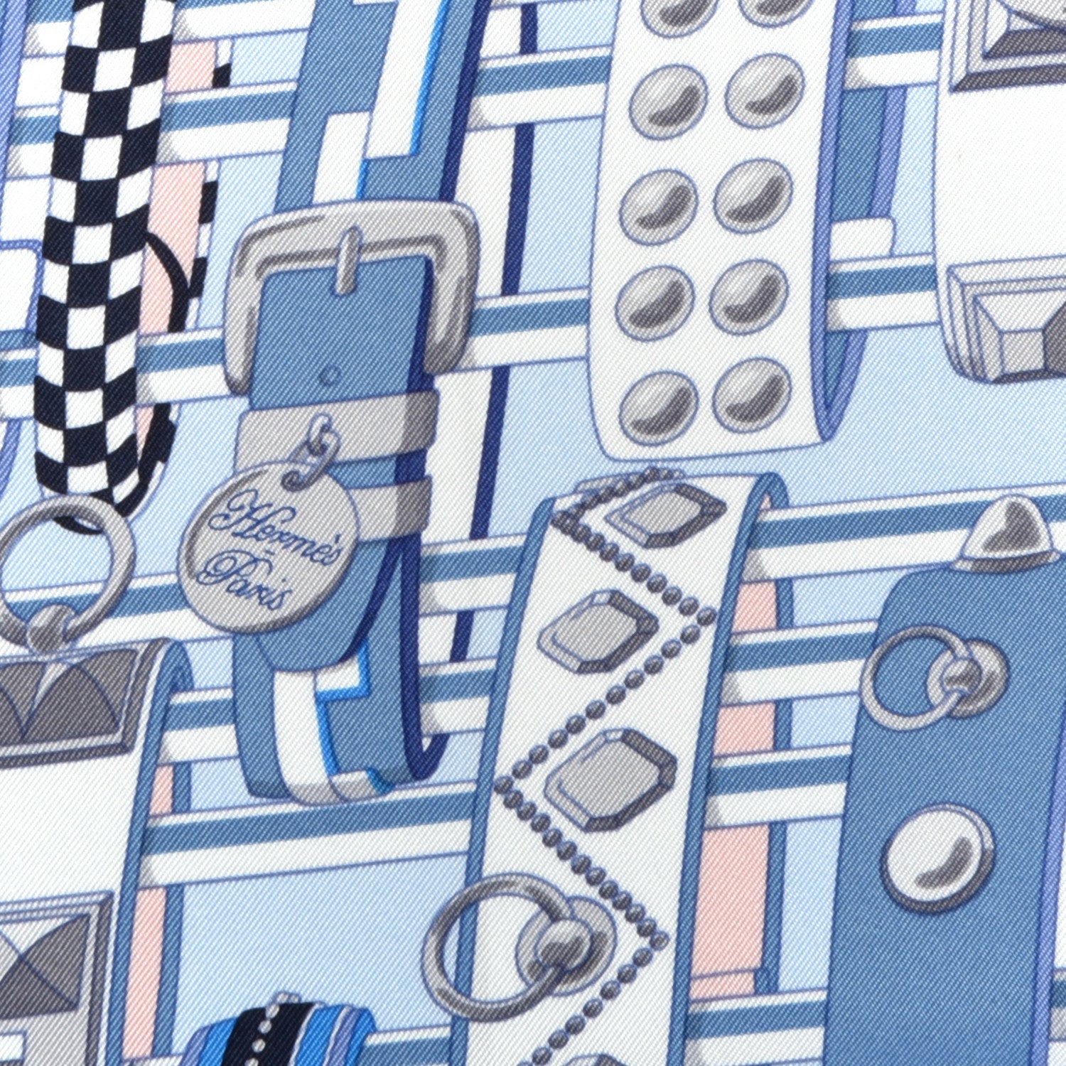 Hermes Silk Carre Wash Colliers de Chiens Scarf 90 Bleu Jean Cobalt 2 of 3