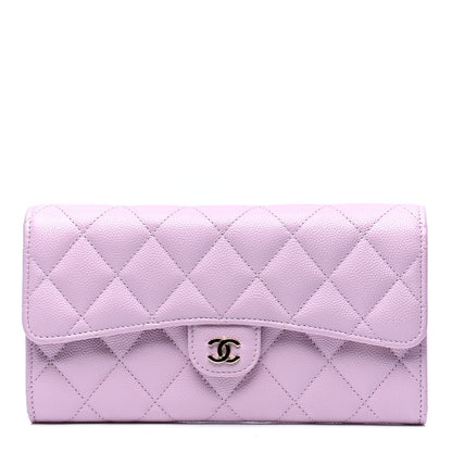 Chanel Caviar Quilted Large Gusset Flap Wallet Light Pink 1 of 5