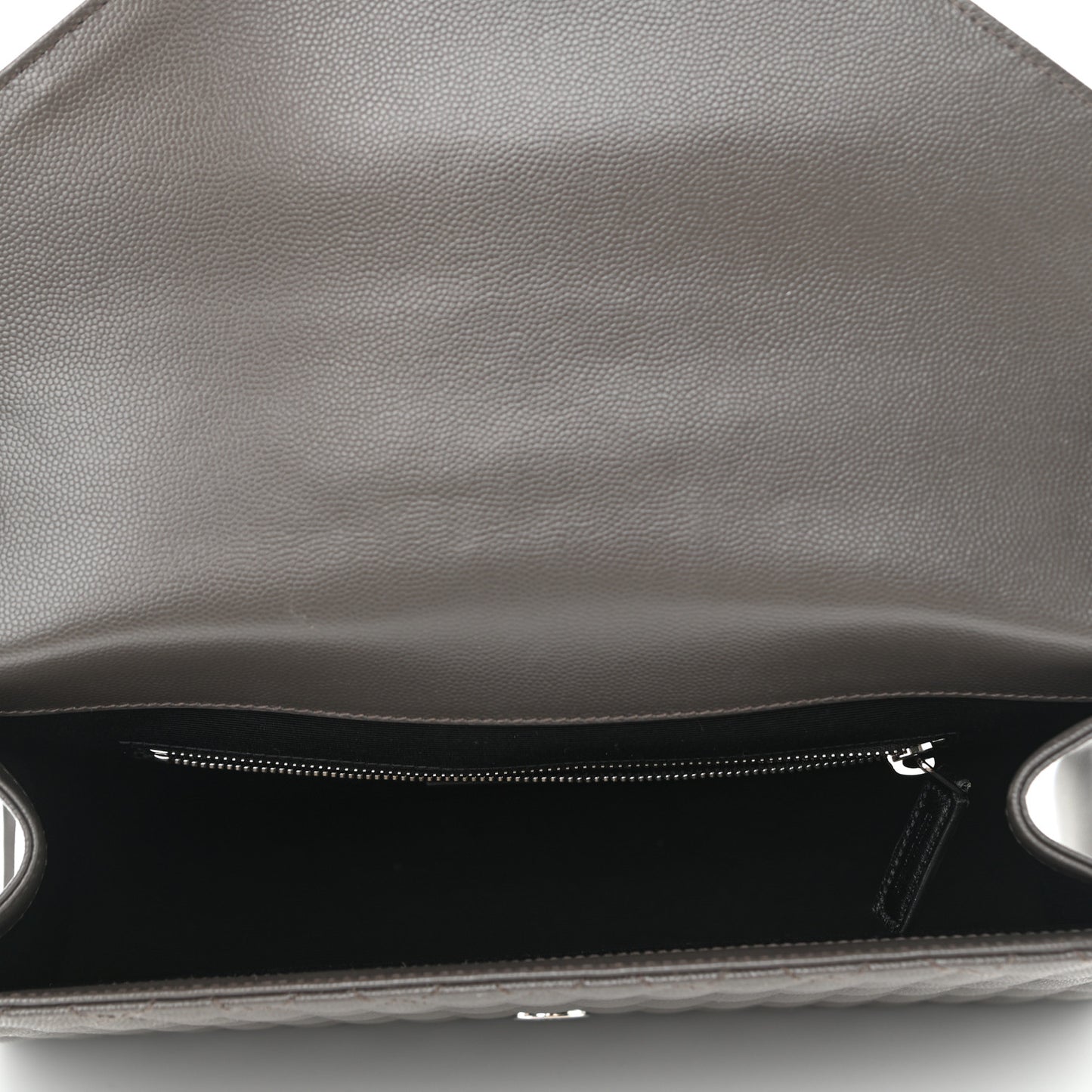 Grain De Poudre Textured Mixed Matelasse Large Triquilt Monogram Satchel Earth