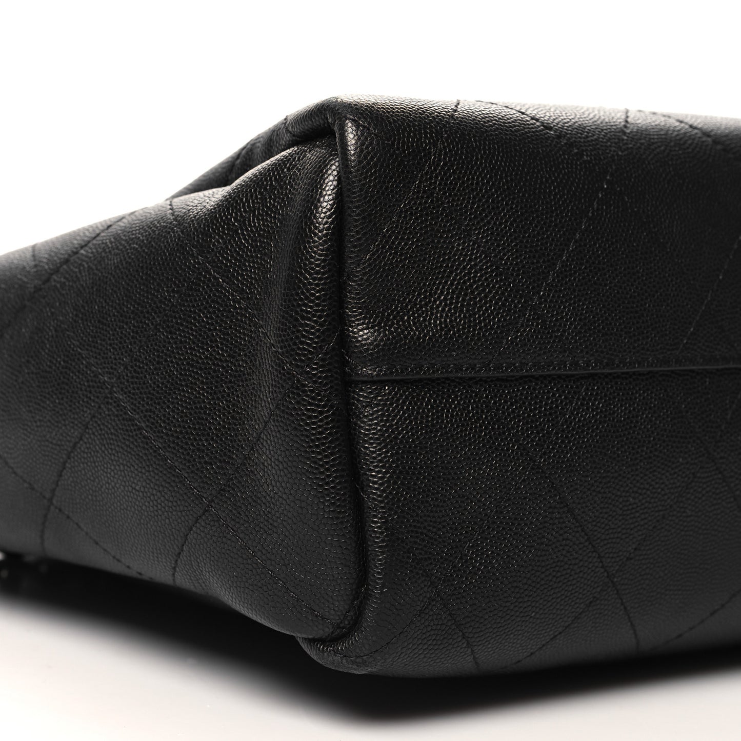 Caviar Stitched Medium Lady Coco Shopping Tote Black