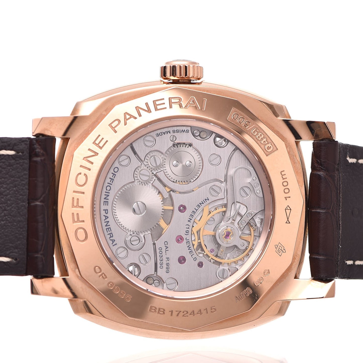 18K Rose Gold Alligator 42mm Radiomir 1940 ORO Rosso Automatic Watch Brown PAM00513