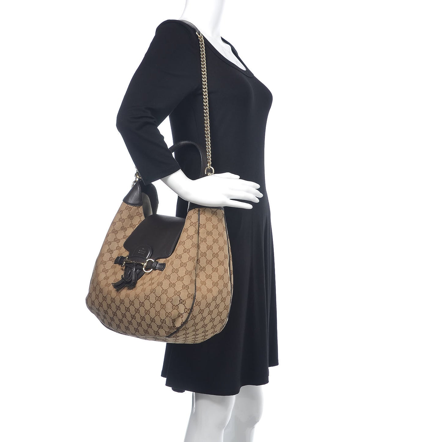 Monogram Margaux Calfskin Medium Emily Hobo Beige Ebony Cocoa