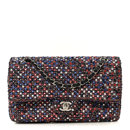 Chanel Sequin Tweed Medium Double Flap Red White Blue 1 of 11