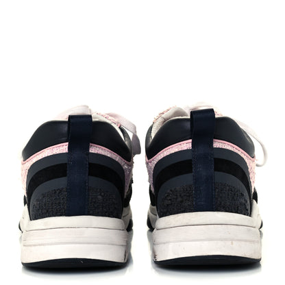 Chanel Tweed Suede Calfskin CC Sneakers 41 Gray Pink 6 of 9
