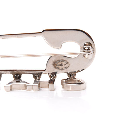 Chanel Crystal Safety Pin Brooch Silver 4 of 5