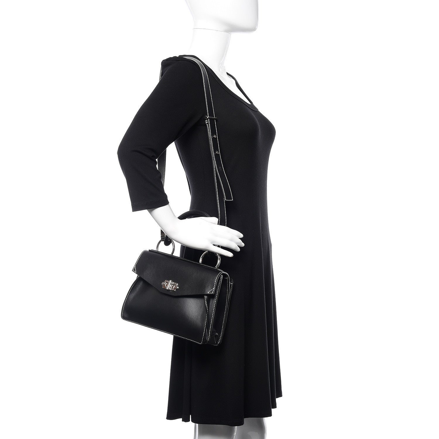 Proenza Schouler Smooth Calfskin Small Hava Top Handle Bag Black 2 of 10