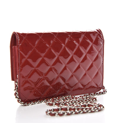 Chanel Patent Quilted Brilliant Wallet On Chain WOC Red 3 of 13
