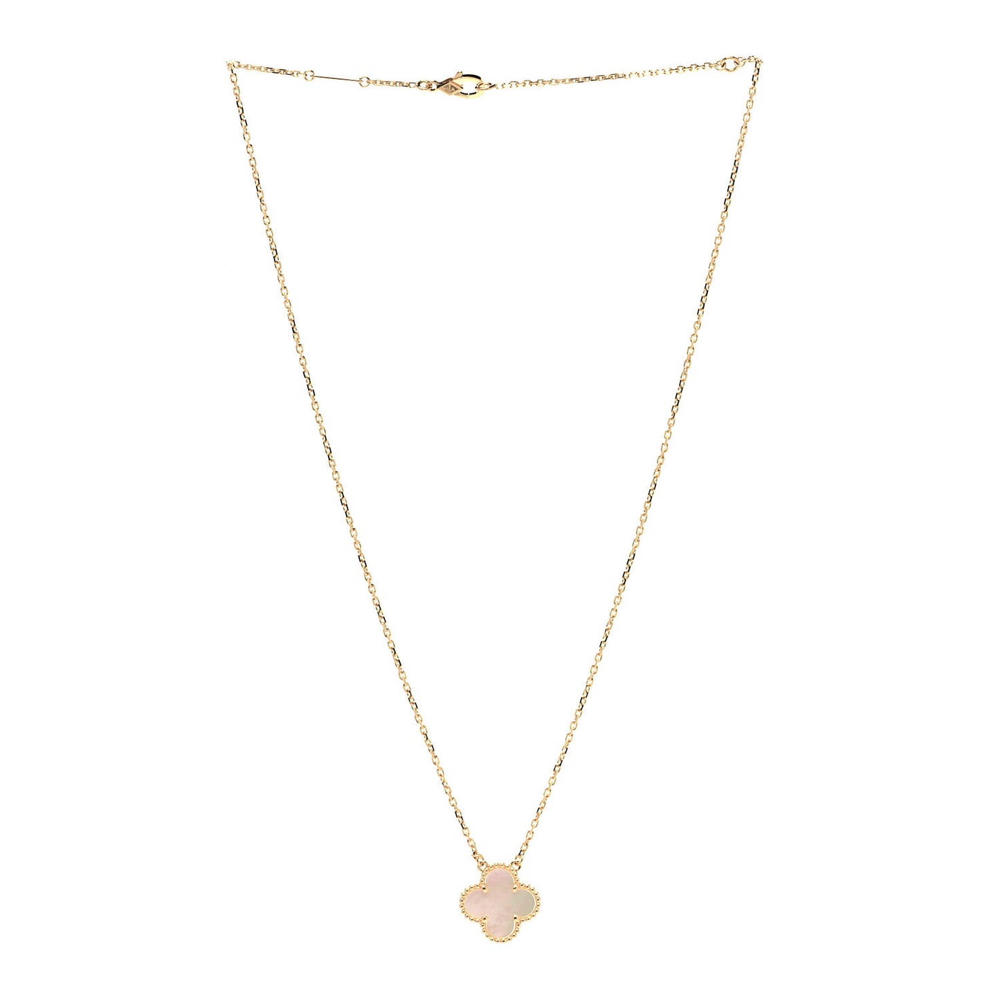 18K Yellow Gold Mother of Pearl Vintage Alhambra Pendant Necklace