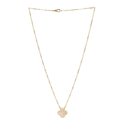 Van Cleef & Arpels 18K Yellow Gold Mother of Pearl Vintage Alhambra Pendant Necklace 3 of 7
