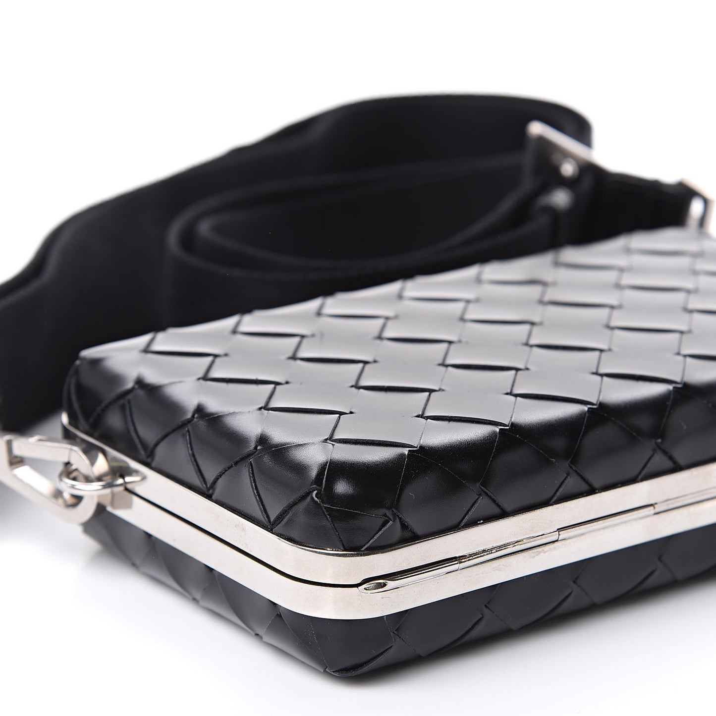 Spazzolato Intrecciato Mens Crossbody Messenger Case Black
