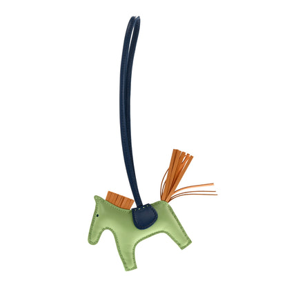 Hermes Milo Lambskin Grigri Rodeo Horse Bag Charm PM Vert Criquet Sesame Bleu De Malte 1 of 6