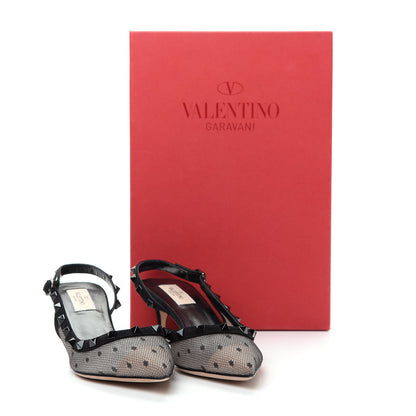 Valentino Garavani Mesh Point d'Esprit Rockstud Half D'Orsay Slingback 50mm Pumps 38 Black 10 of 10