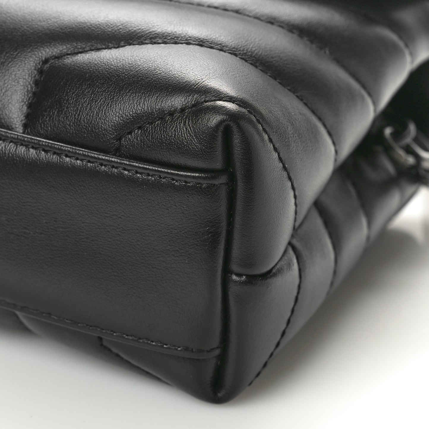Calfskin Y Quilted Monogram Monochrome Toy Loulou Crossbody Bag Black