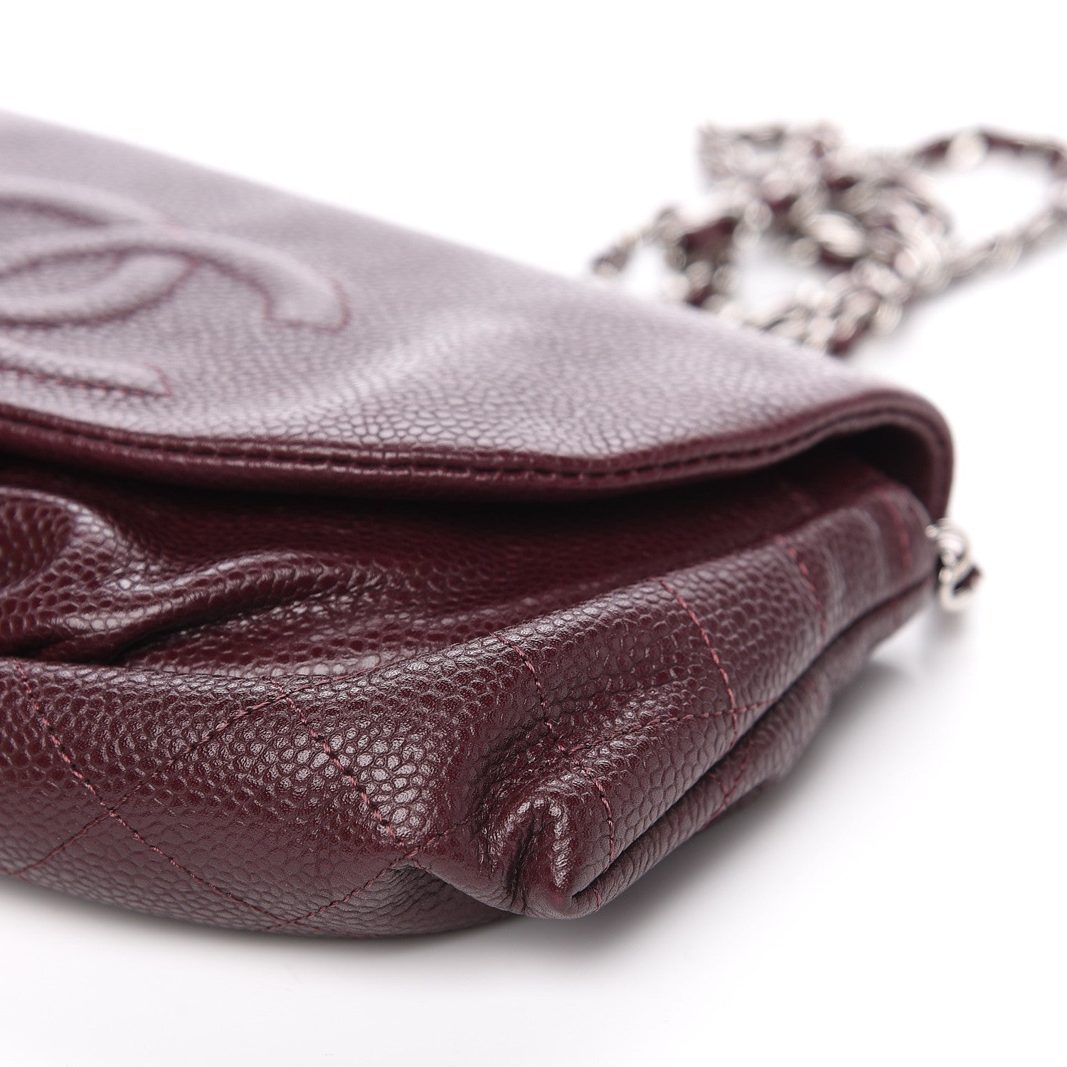 Chanel Caviar Half Moon Wallet On Chain WOC Bordeaux 9 of 11
