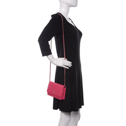 Chanel Lambskin Quilted Wallet On Chain WOC Pink 2 of 12