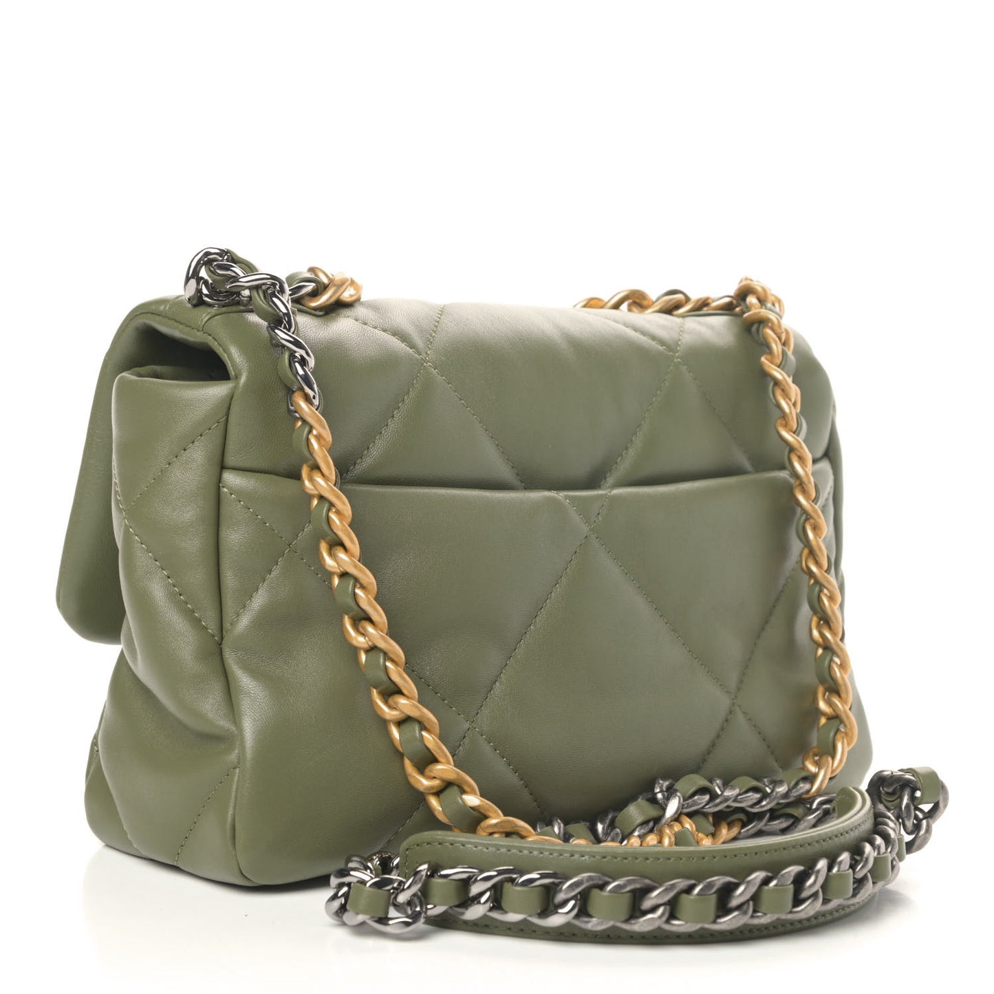 Lambskin Quilted Medium Chanel 19 Flap Green