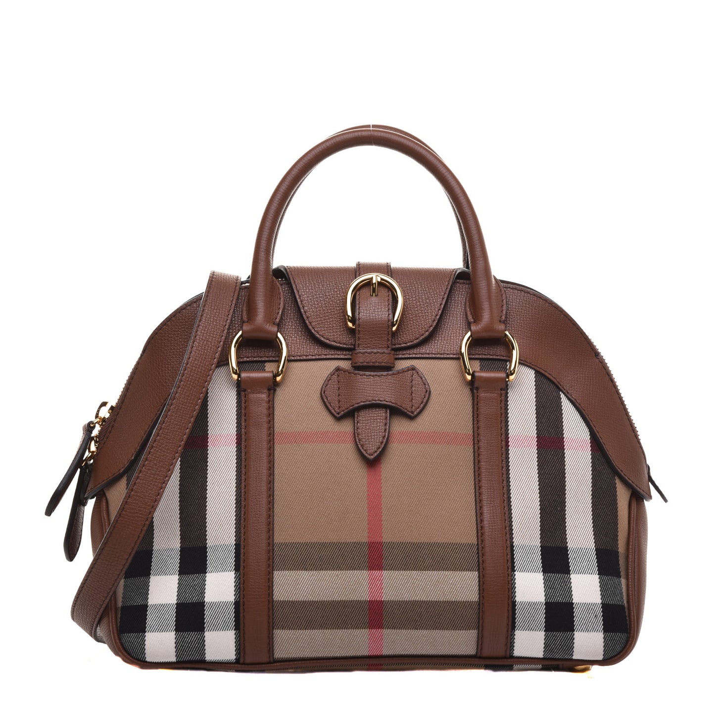 Derby Calfskin House Check Milverton Satchel Tan