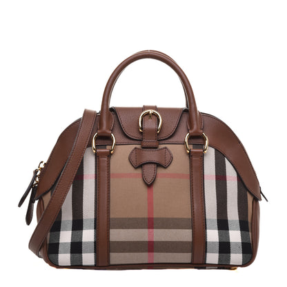 Burberry Derby Calfskin House Check Milverton Satchel Tan 1 of 9