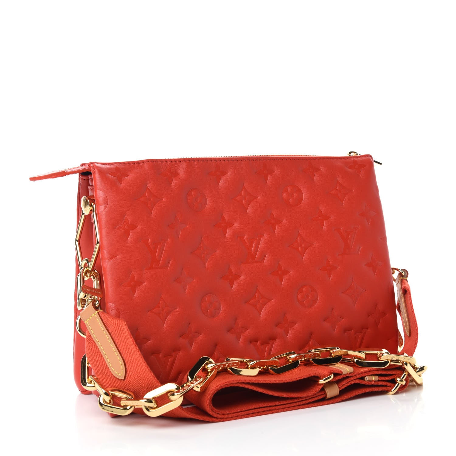 Louis Vuitton Lambskin Embossed Monogram Coussin PM Red 3 of 11