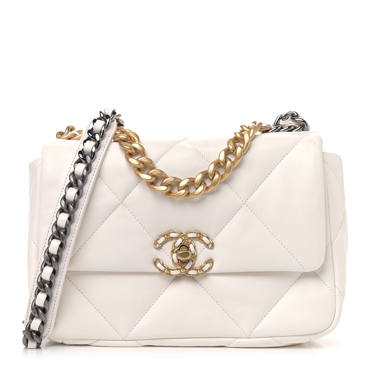 Chanel Lambskin Quilted Medium Chanel 19 Flap White 1 of 5