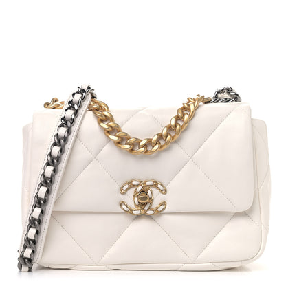 Chanel Lambskin Quilted Medium Chanel 19 Flap White 1 of 5