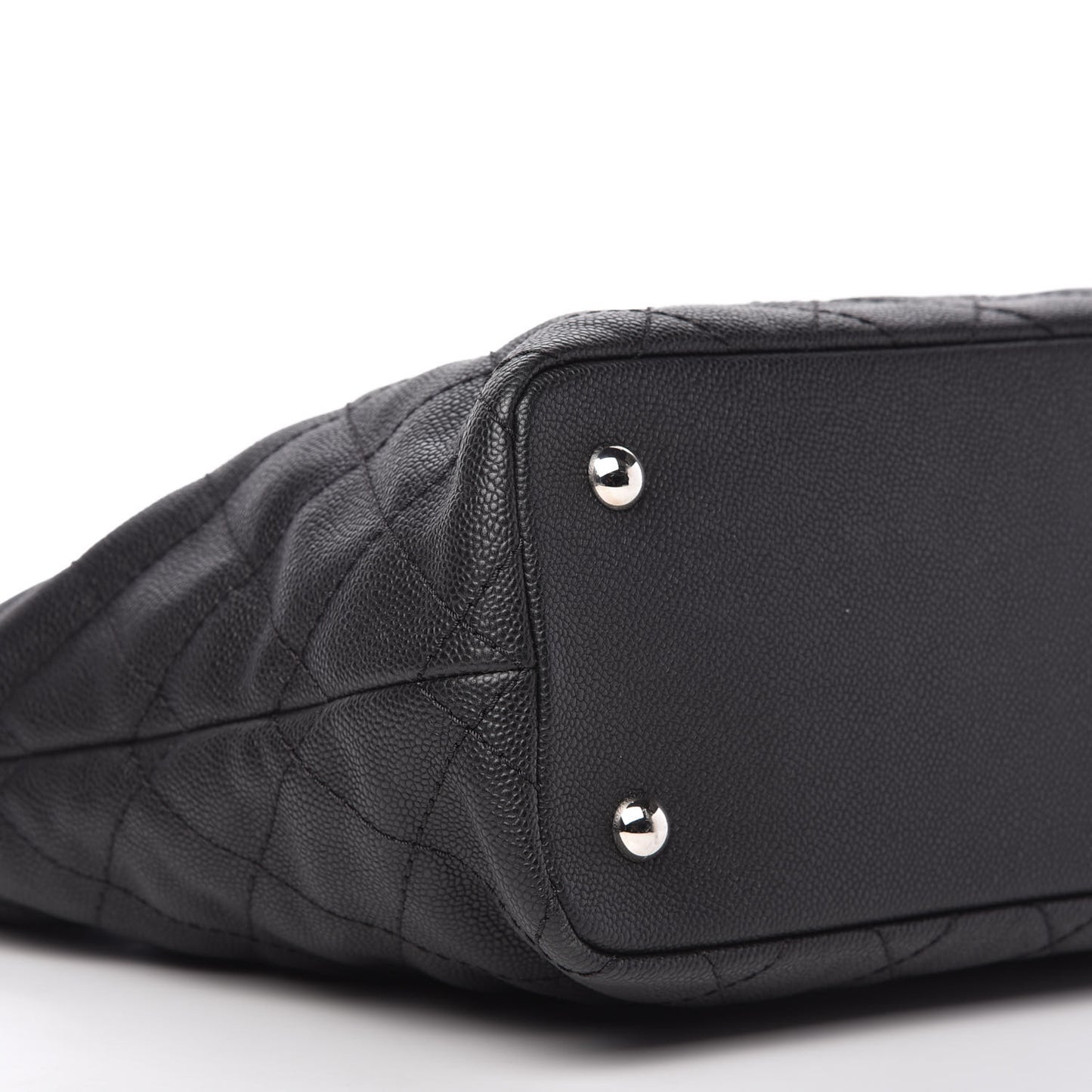 Grained Calfskin Quilted Small Daily Shopping Tote Black