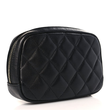 Chanel Lambskin Quilted Small Curvy Pouch Cosmetic Case Black 3 of 9