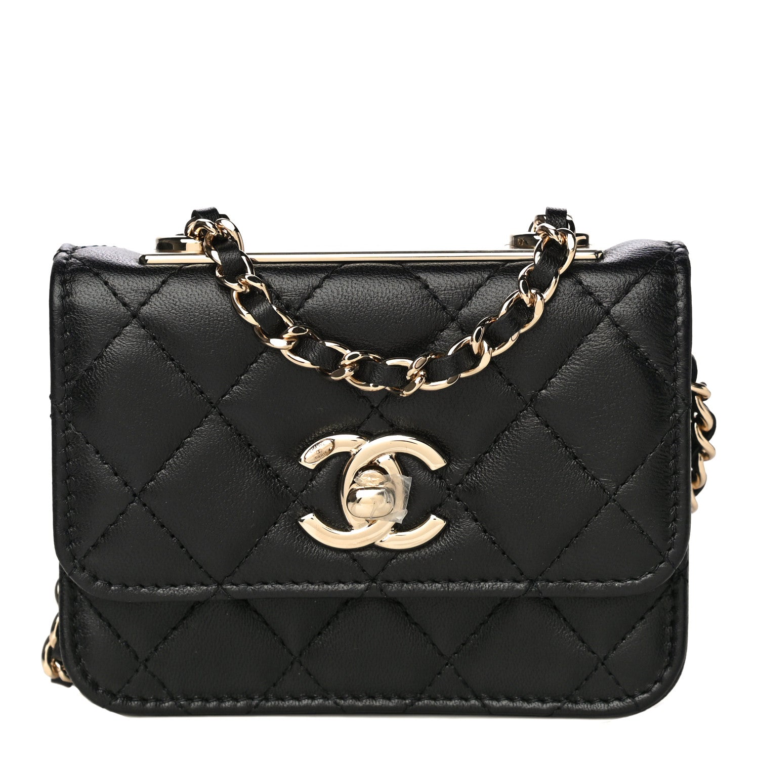 Chanel Lambskin Quilted Trendy CC Card Holder On Chain Black 1 of 12