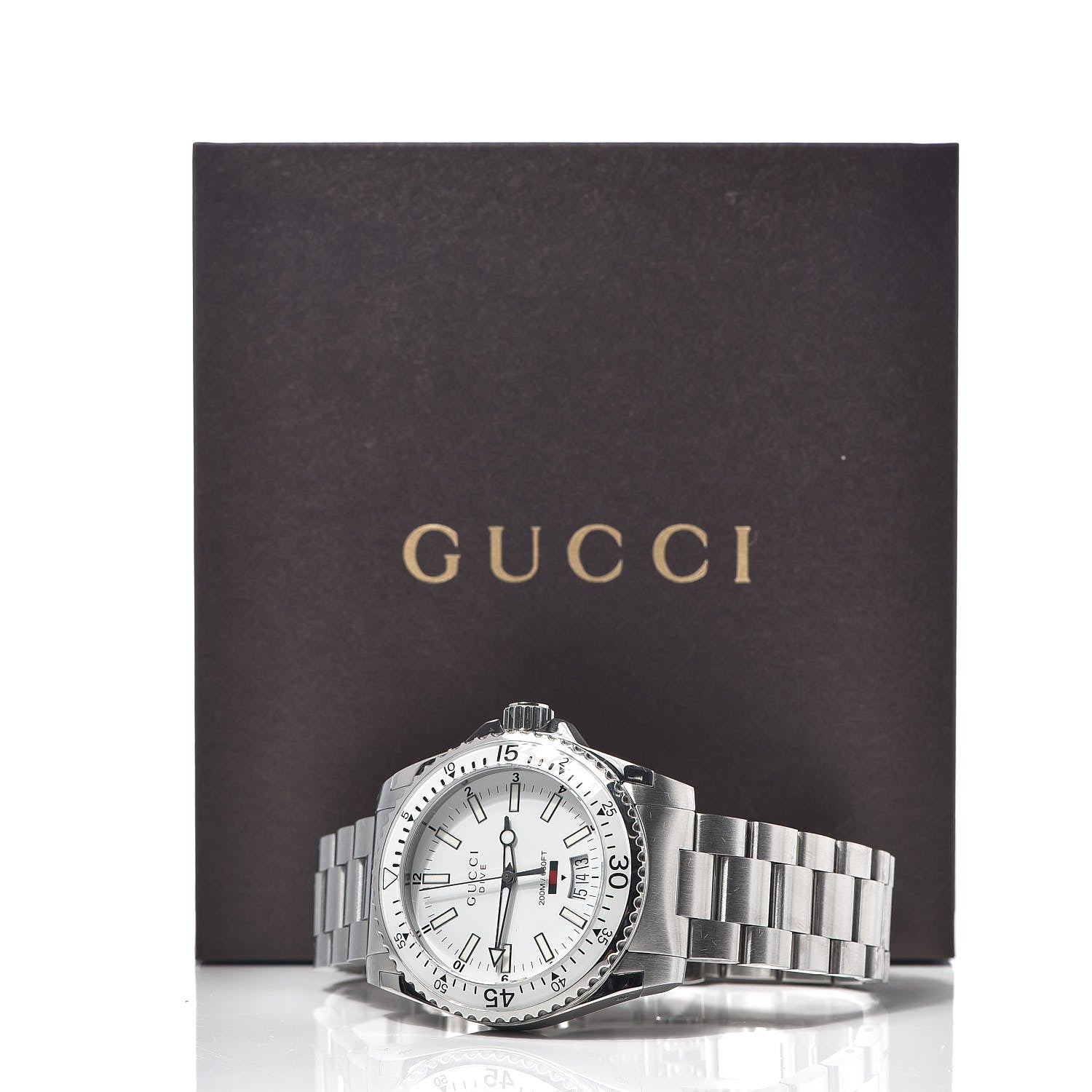 Gucci Stainless Steel 40mm Dive Quartz Watch White 8 of 8