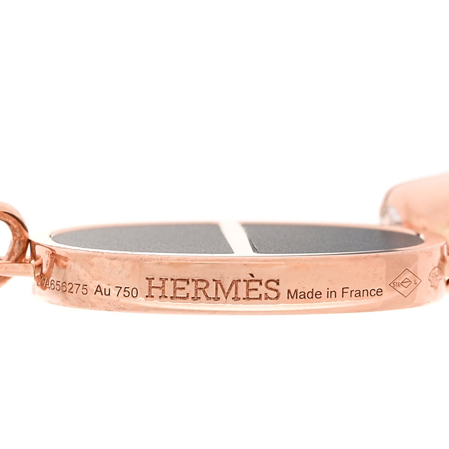 Hermes 18K Rose Gold Ceramic Diamond Chaine D'Ancre Verso Dangle Earrings Black White 4 of 5
